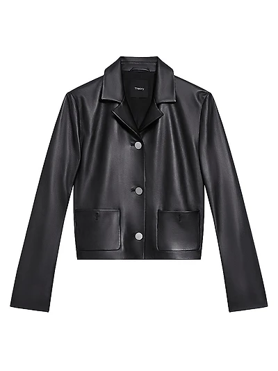 Leather Cropped Boxy Jacket