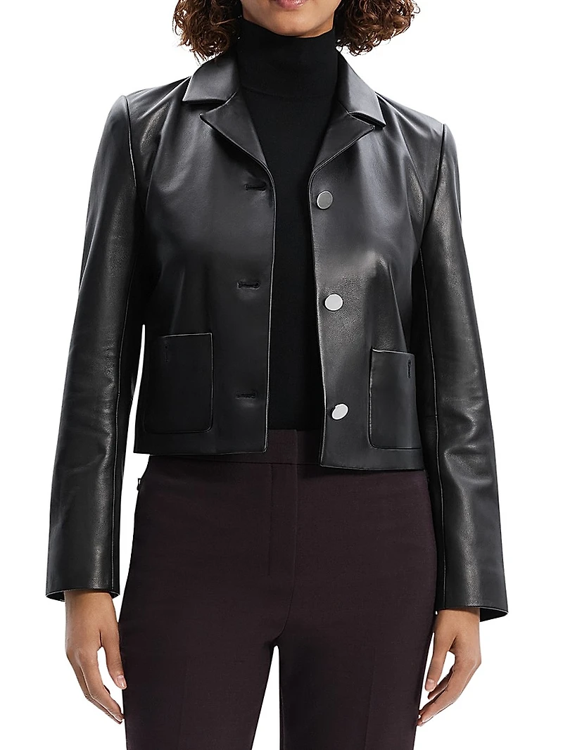 Leather Cropped Boxy Jacket