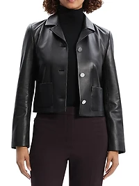 Leather Cropped Boxy Jacket