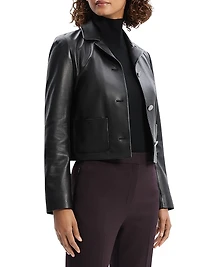 Leather Cropped Boxy Jacket
