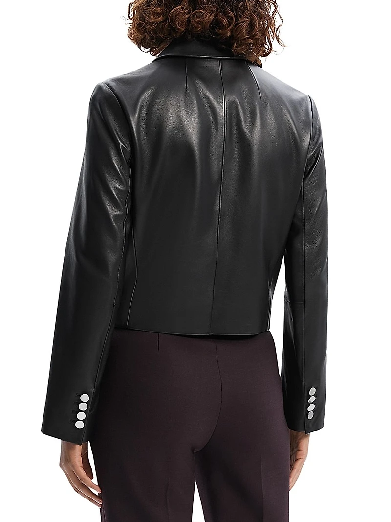 Leather Cropped Boxy Jacket
