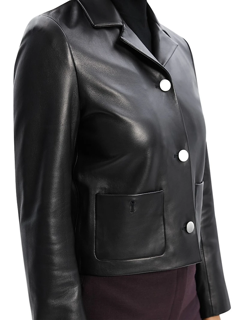 Leather Cropped Boxy Jacket