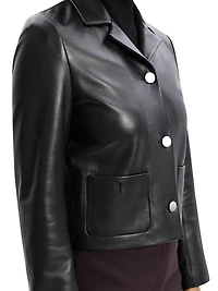 Leather Cropped Boxy Jacket