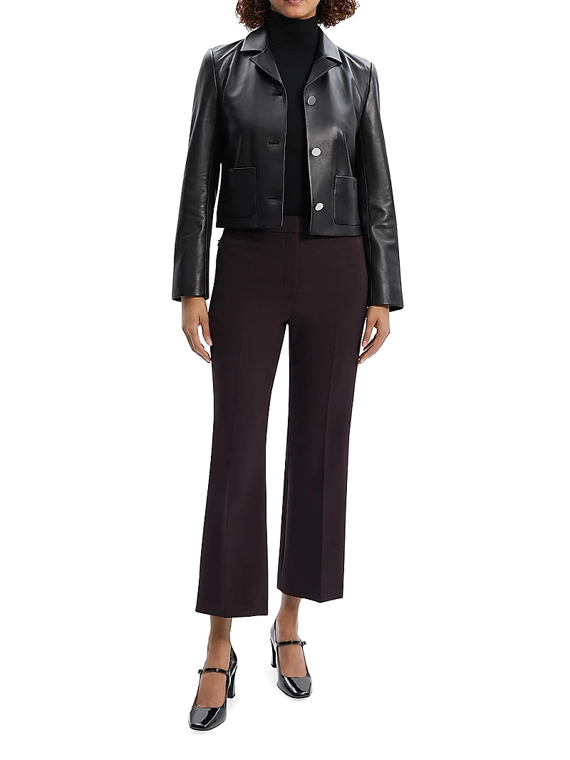 Leather Cropped Boxy Jacket