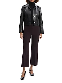 Leather Cropped Boxy Jacket
