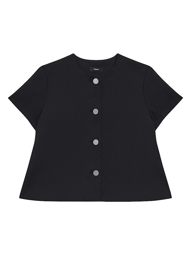 A-Line Short-Sleeve Round Neck Top