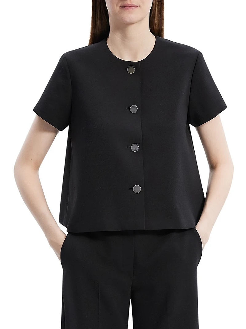 A-Line Short-Sleeve Round Neck Top