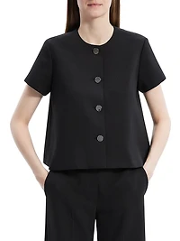 A-Line Short-Sleeve Round Neck Top