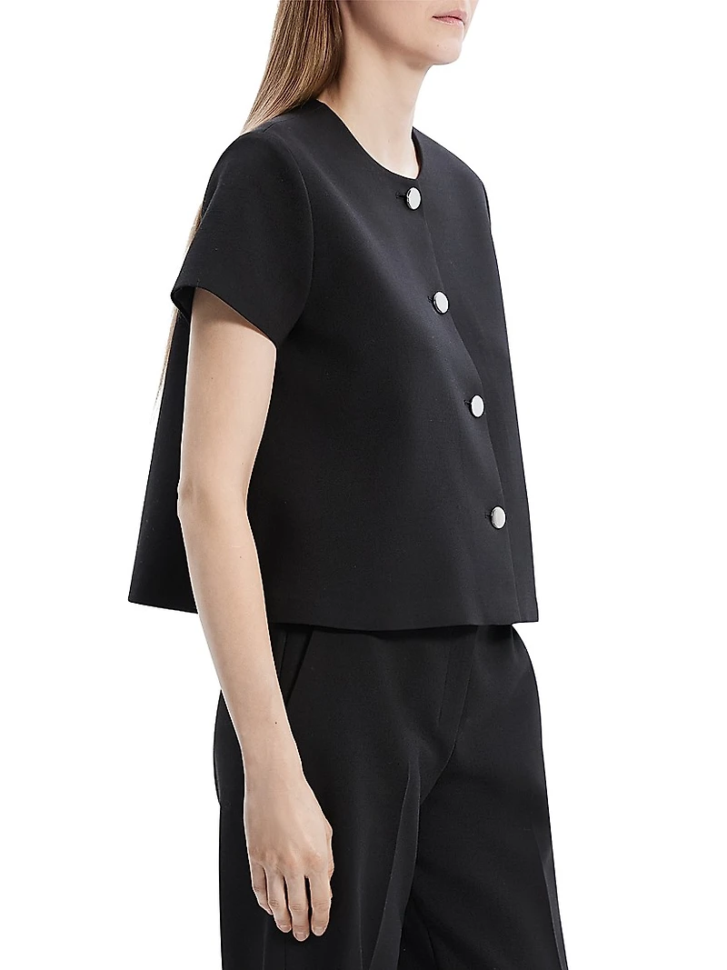 A-Line Short-Sleeve Round Neck Top