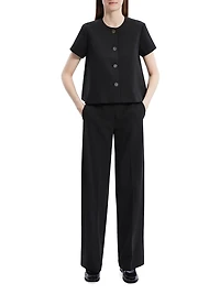 A-Line Short-Sleeve Round Neck Top