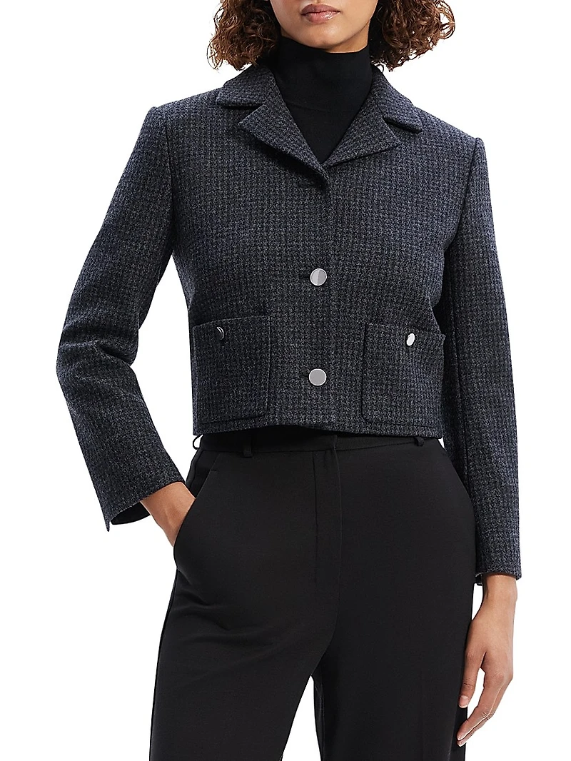 Wool-Blend Boxy Crop Jacket