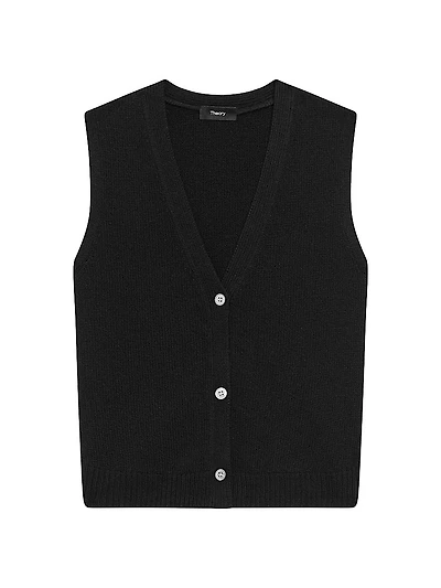 Wool-Blend Knit Button-Front Vest