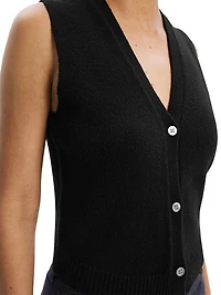 Wool-Blend Knit Button-Front Vest
