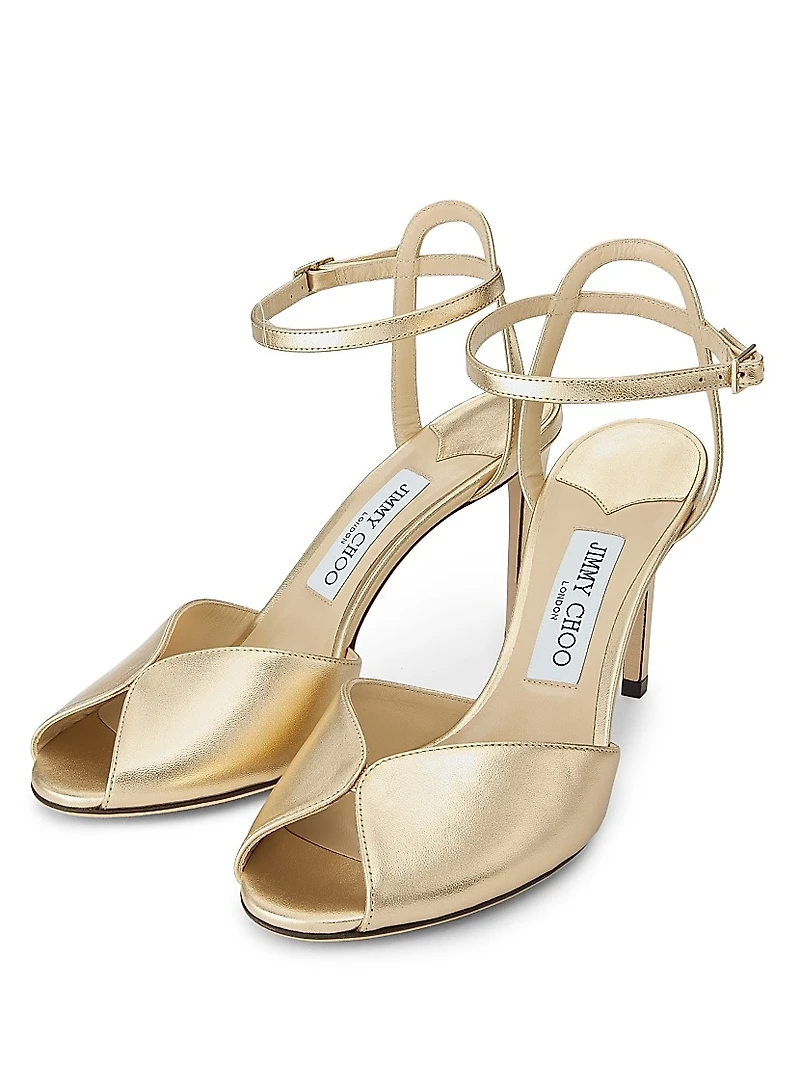 Sacora 85MM Metallic Leather Sandals