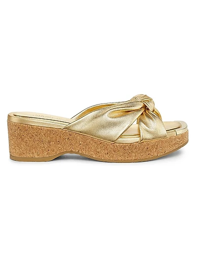 Avenue 110 50MM Metallic Leather Wedge Sandals