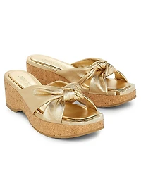 Avenue 110 50MM Metallic Leather Wedge Sandals