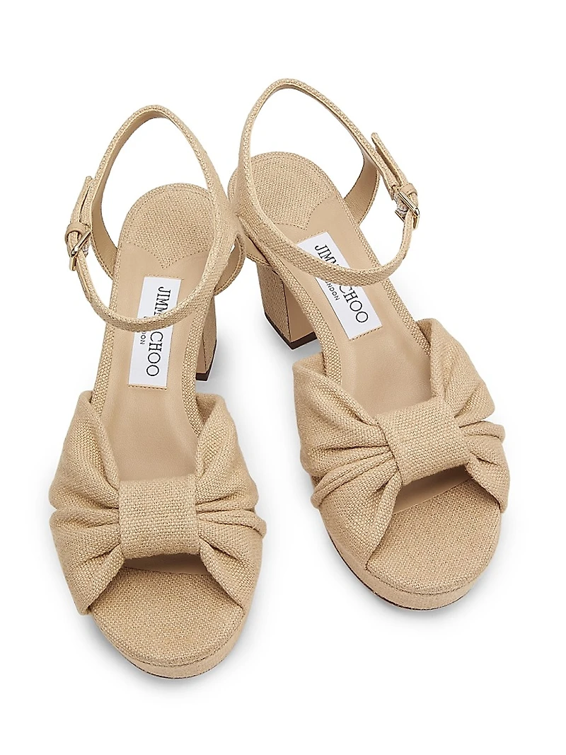 Heloise 80MM Linen Platform Sandals