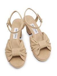 Heloise 80MM Linen Platform Sandals