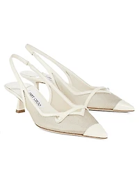 Amita 45MM Metallic Mesh & Patent Leather Slingback Pumps