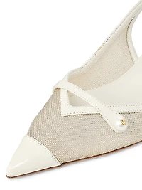 Amita 45MM Metallic Mesh & Patent Leather Slingback Pumps