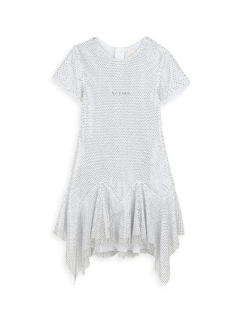 Little Girl's & Girl's Rhinestone Logo Flounce Dress
