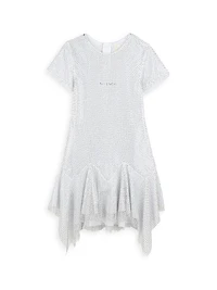 Little Girl's & Girl's Rhinestone Logo Flounce Dress