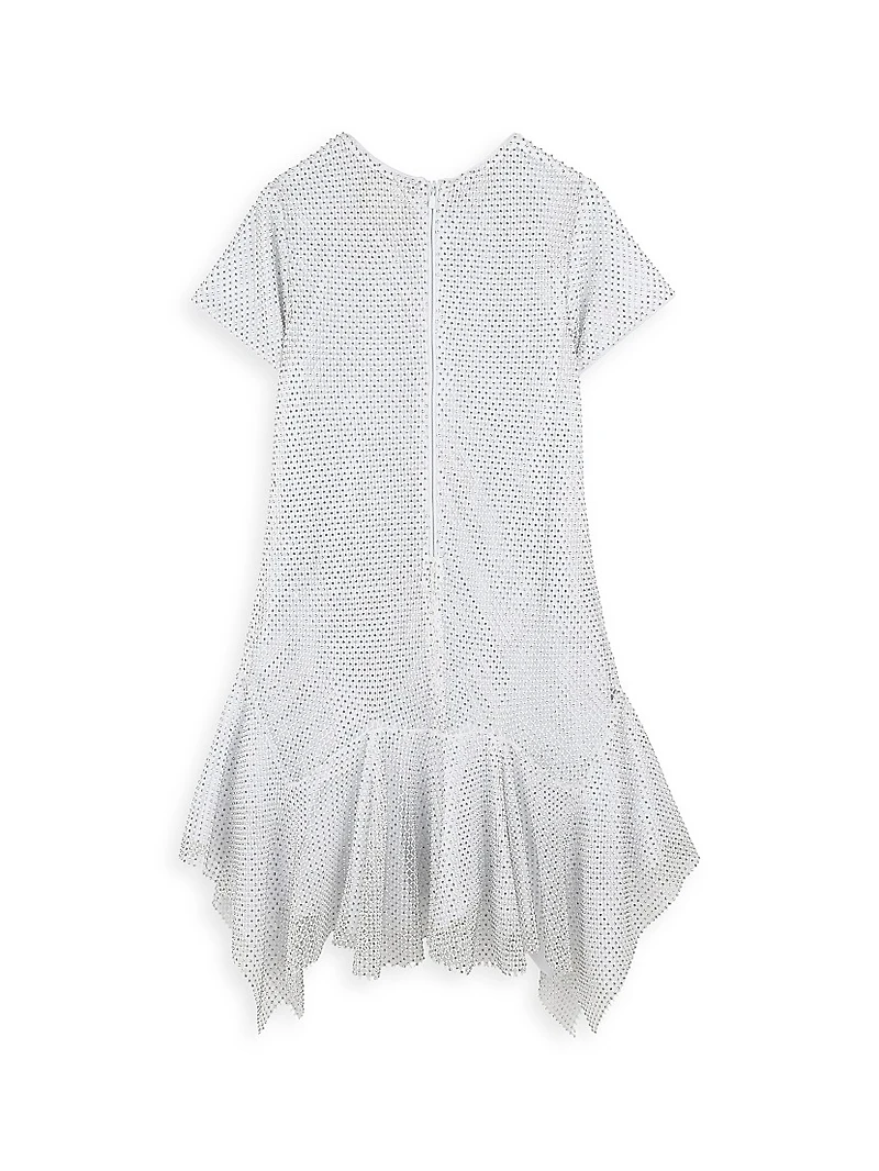Little Girl's & Girl's Rhinestone Logo Flounce Dress