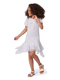 Little Girl's & Girl's Rhinestone Logo Flounce Dress