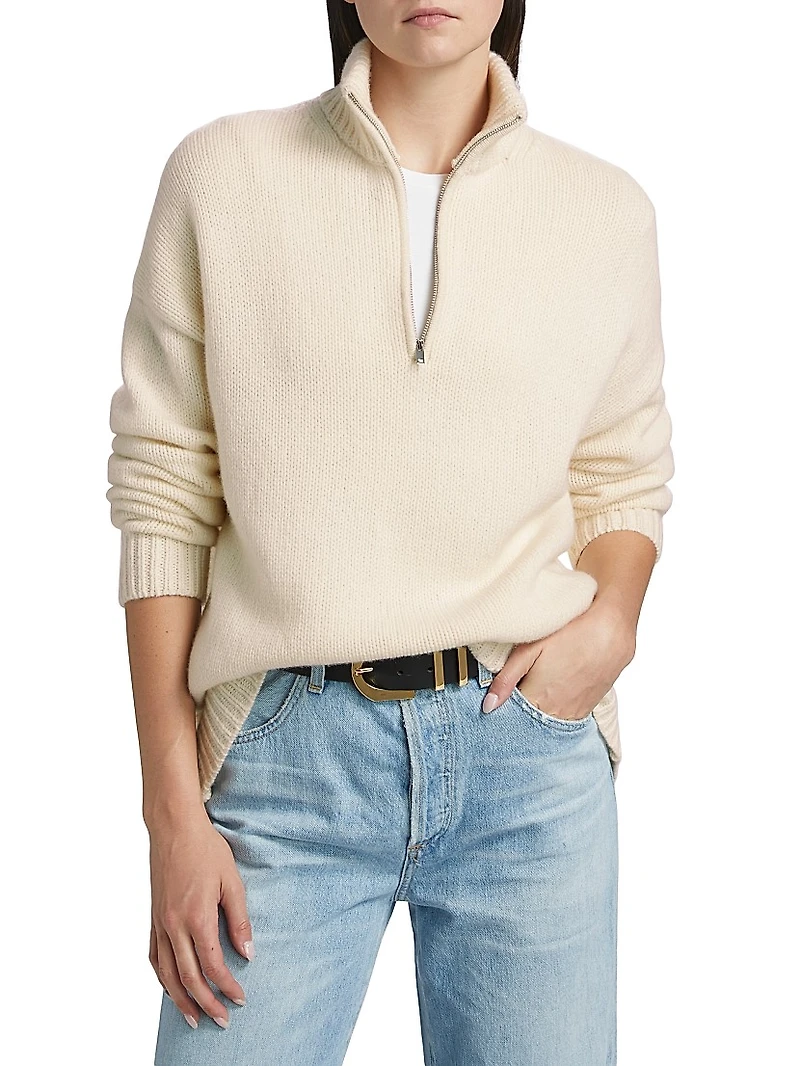 Wool-Cashmere Half-Zip Sweater