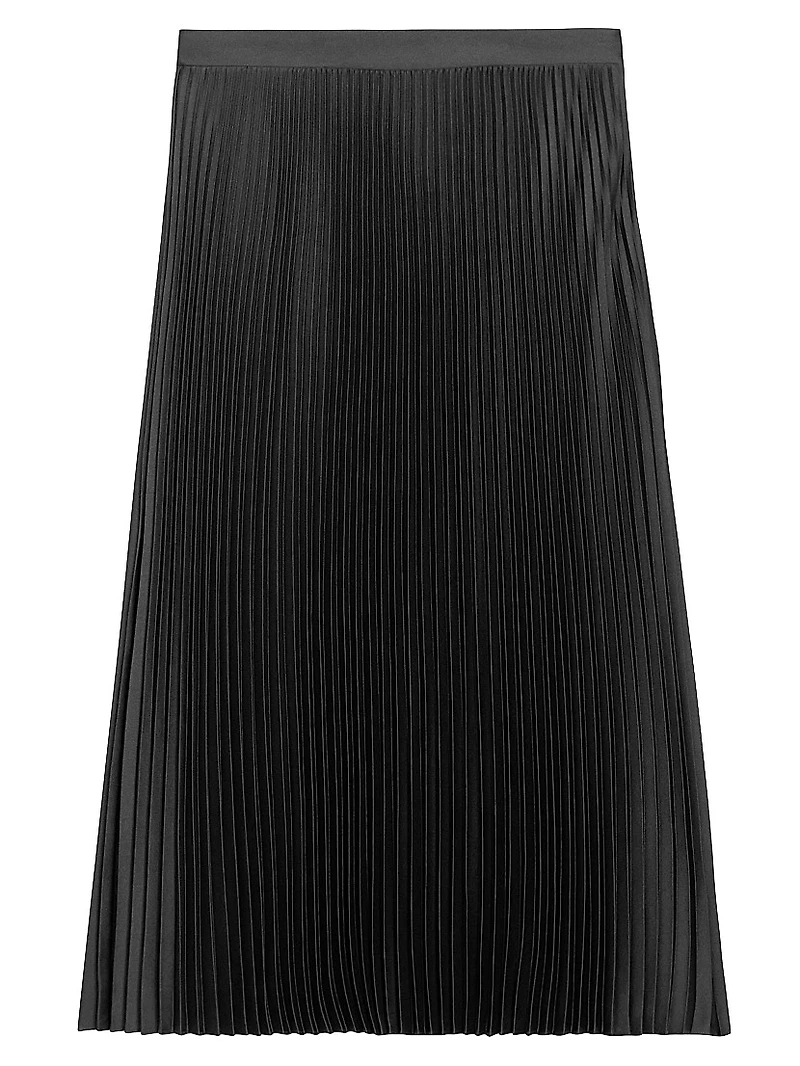 Satin Slim-Fit Pleated Midi-Skirt
