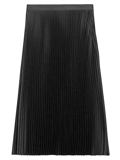 Satin Slim-Fit Pleated Midi-Skirt