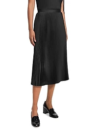 Satin Slim-Fit Pleated Midi-Skirt