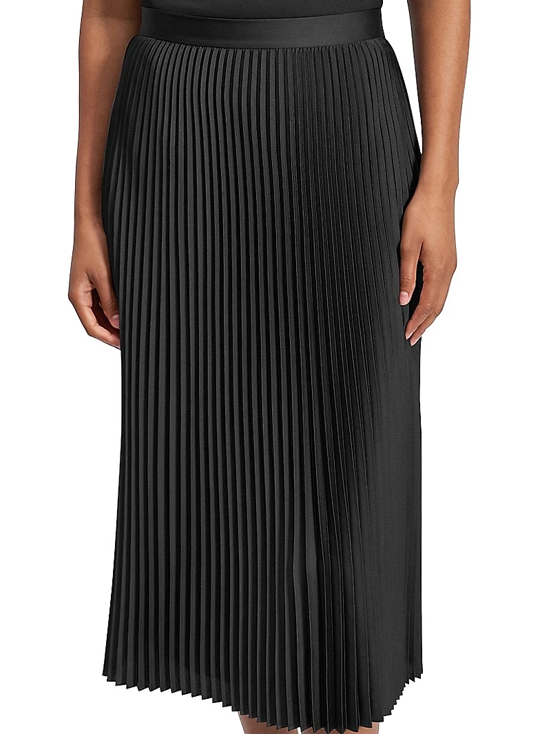 Satin Slim-Fit Pleated Midi-Skirt