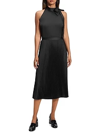 Satin Slim-Fit Pleated Midi-Skirt