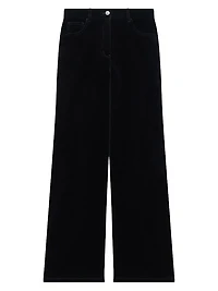 Mid-Rise Straight-Leg Velvet Pants