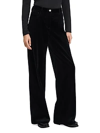 Mid-Rise Straight-Leg Velvet Pants