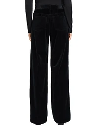 Mid-Rise Straight-Leg Velvet Pants
