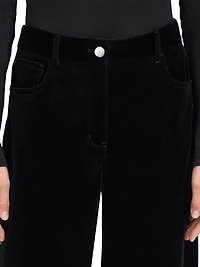 Mid-Rise Straight-Leg Velvet Pants