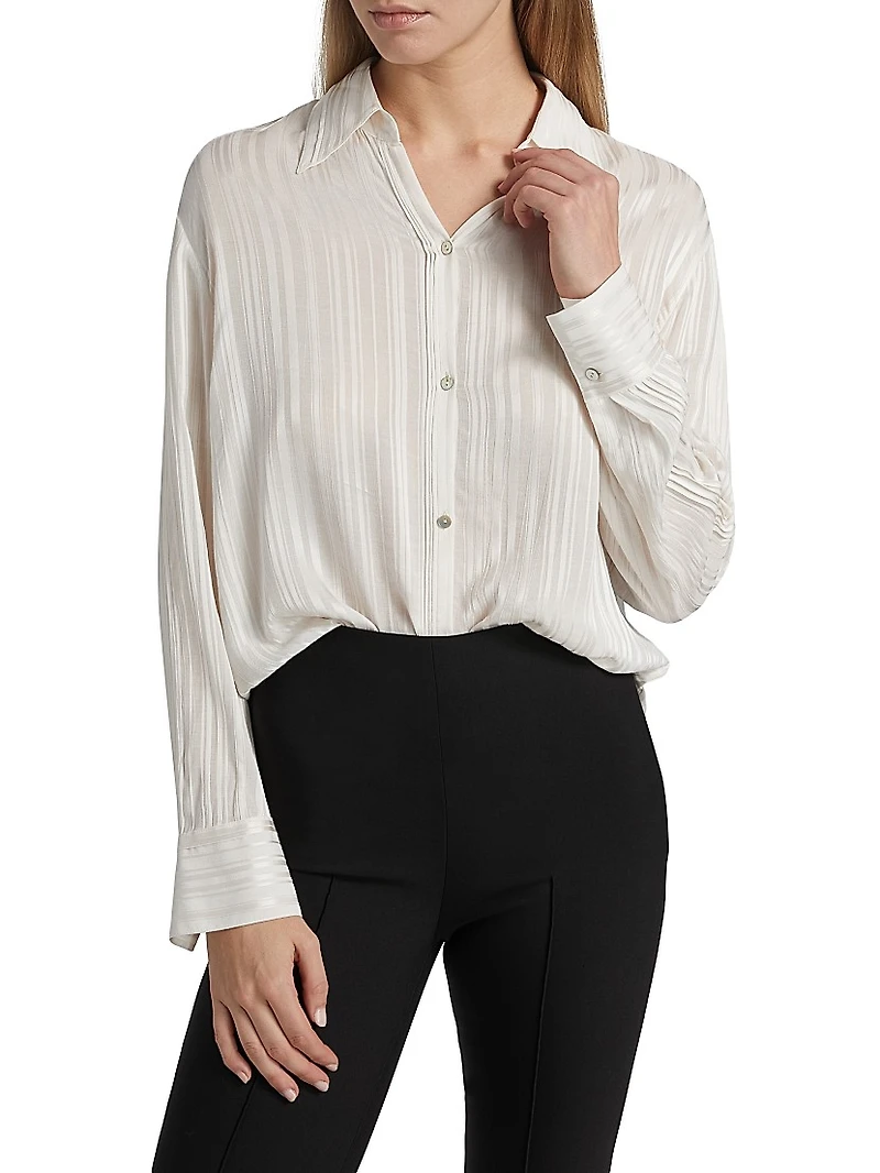 Sheer Stripe Pintuck Blouse