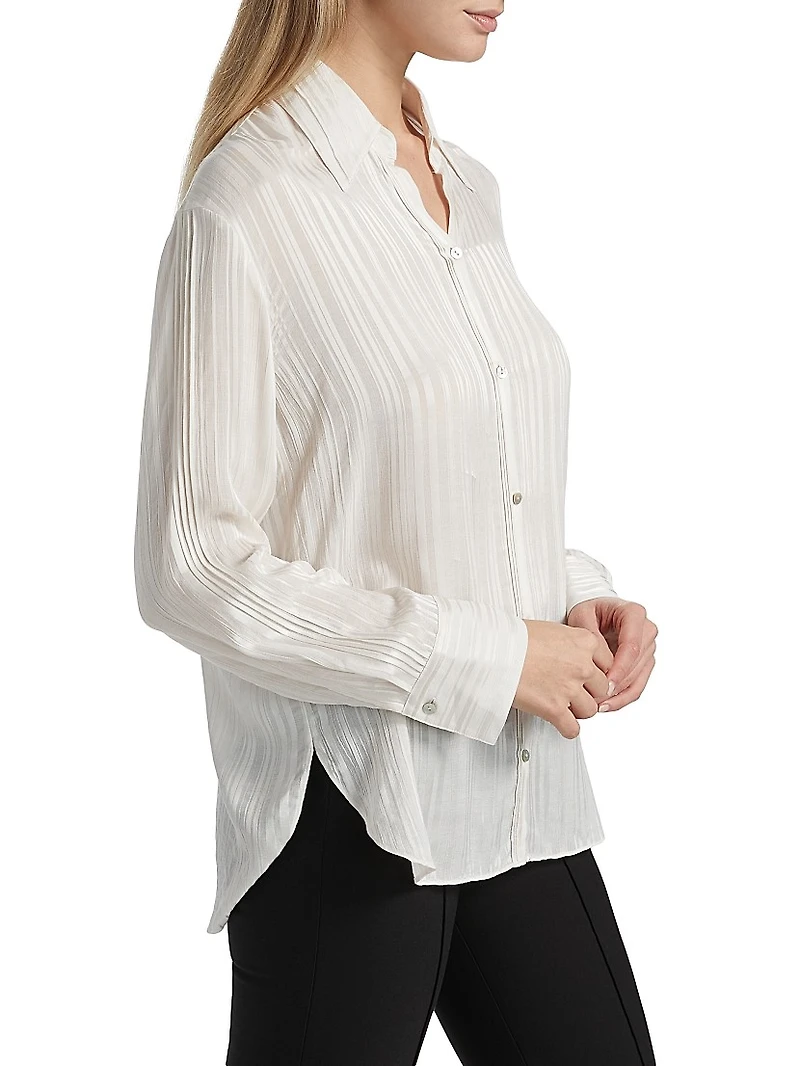Sheer Stripe Pintuck Blouse