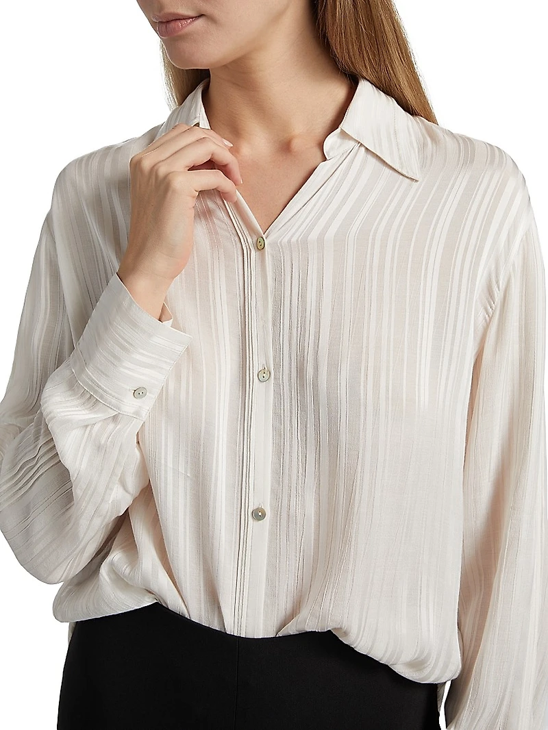 Sheer Stripe Pintuck Blouse