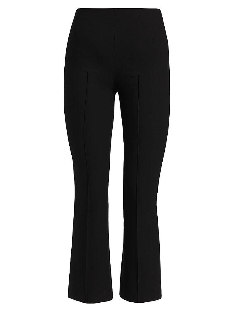 Mid-Rise Pintuck Crop Flare Pants