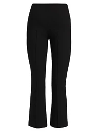 Mid-Rise Pintuck Crop Flare Pants