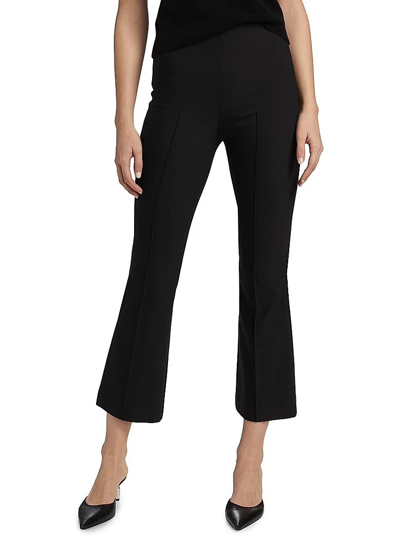 Mid-Rise Pintuck Crop Flare Pants