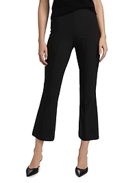Mid-Rise Pintuck Crop Flare Pants