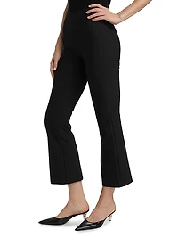 Mid-Rise Pintuck Crop Flare Pants