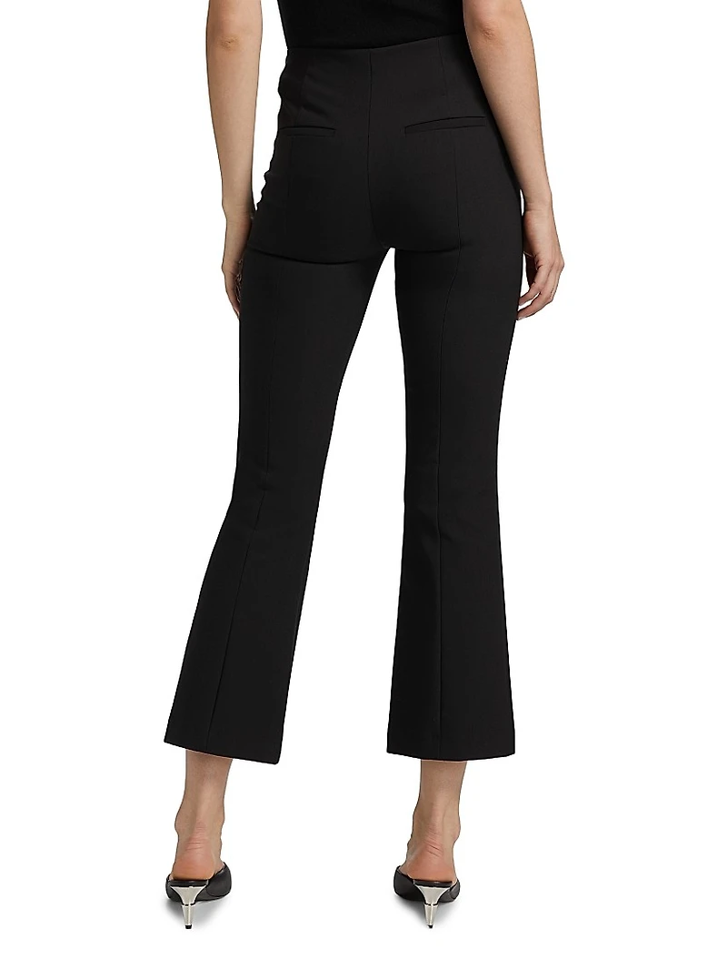 Mid-Rise Pintuck Crop Flare Pants