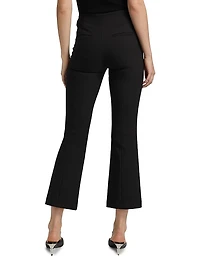 Mid-Rise Pintuck Crop Flare Pants