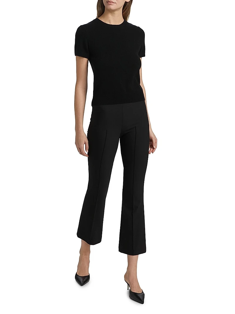 Mid-Rise Pintuck Crop Flare Pants