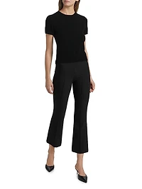 Mid-Rise Pintuck Crop Flare Pants
